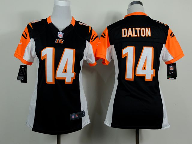 Women Cincinnati Bengals #14 Andy Dalton Black Nike NFL Jerseys->women nfl jersey->Women Jersey